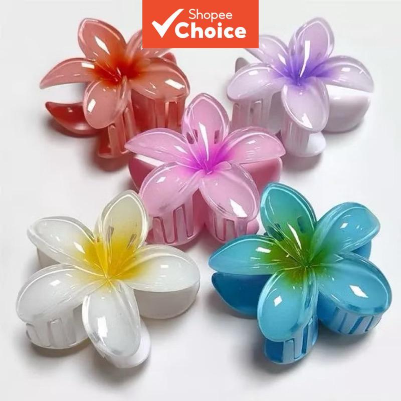 กิ๊บหนีบผมดอกลีลาวดี สีสันสดใส กิ๊บหนีบผมครึ่งหัวสไตล์วินเทจหรูหราสําหรับผู้หญิง กิ๊บหนีบผมทรงฉลาม