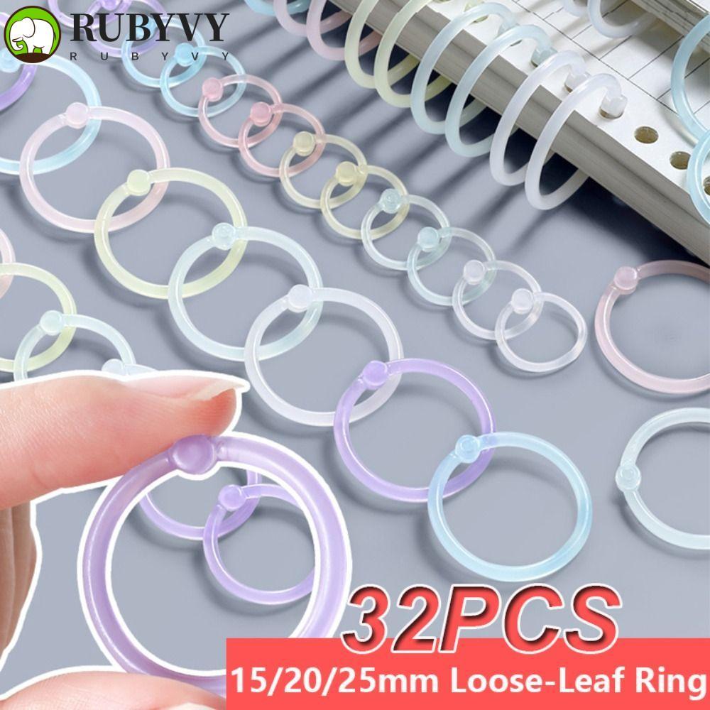 RUBYVY หัวเข็มขัดกระดาษใบหลวม, มัลติฟังก์ชั่น 15/20/25 มม. Binder แหวน, คุณภาพสูง DIY พลาสติก Loose-leaf Book Hoops สํานักงานโรงเรียน