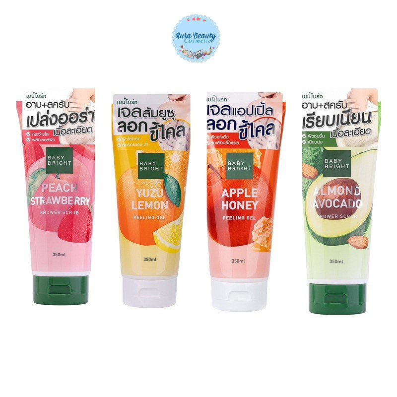 Baby Bright เจลขัดขี้ไคล 350 ml สูตร ส้มยูสุ เลมอน , แอปเปิ้ล น้ำผึ้ง เบบี้ไบร์ท ขัดผิว สครับ Peeling Gel