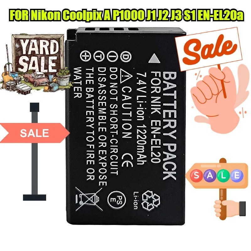 7.4V 1220MAH EN-EL20 สําหรับ Nikon Coolpix A, P1000, J1, J2, J3, S1 แบตเตอรี่กล้อง