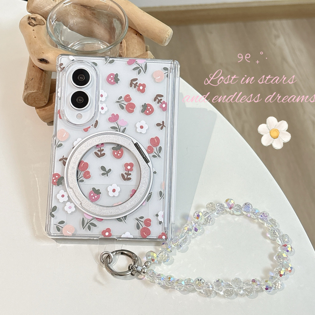 New style ดอกย่อย ฝังตัว Magnetic holder เคส สำหรับ Samsung Galaxy Fold8 Wide Case ชุดสามชิ้นที่ถอดออกได้รวมทุกอย่าง แกนกลางแม่เหล็ก ป้องกันการตก พลิกปก เคส