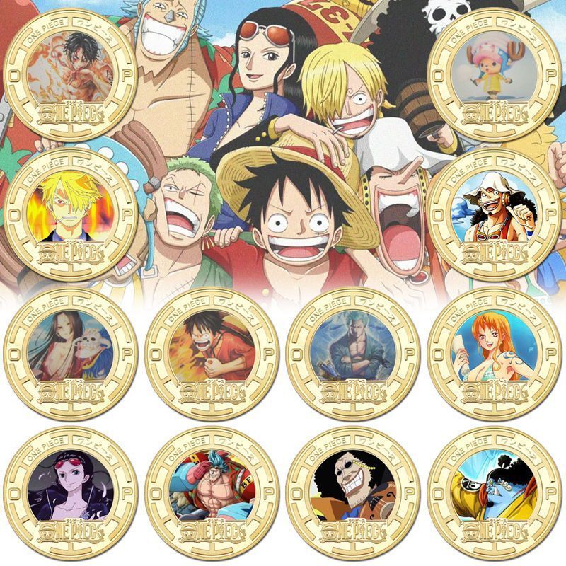 One Piece Anime Merchanted เหรียญที่ระลึกทํามือ One Piece เหรียญที่ระลึก Luffy Zoro ของที่ระลึกของขว