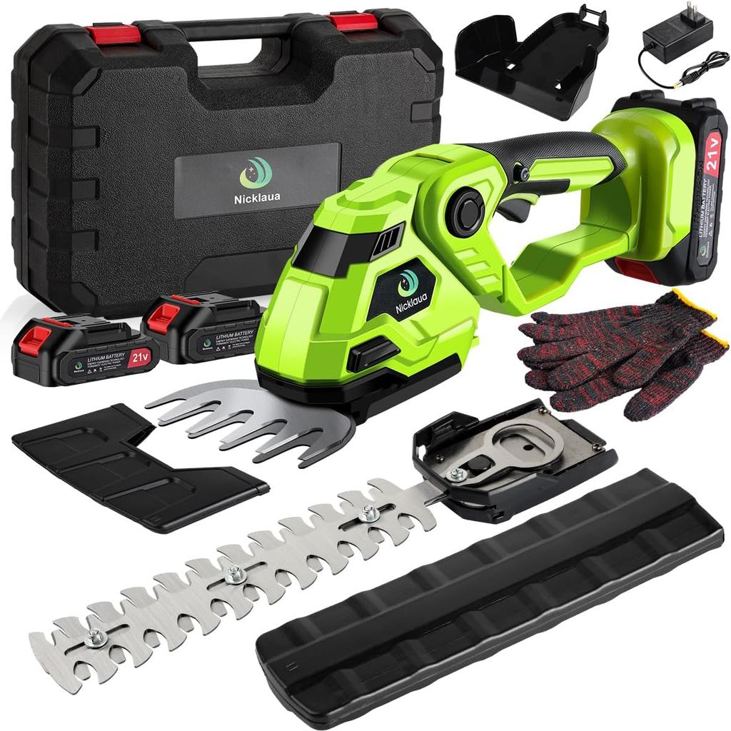 ไร้สายHedge Trimmer,2-in-1 Hedge Trimmer,ไร้สายหญ้าเฉือน & Shrrubbery Trimmerที่มีความจุตัดใบมีดแบบ 
