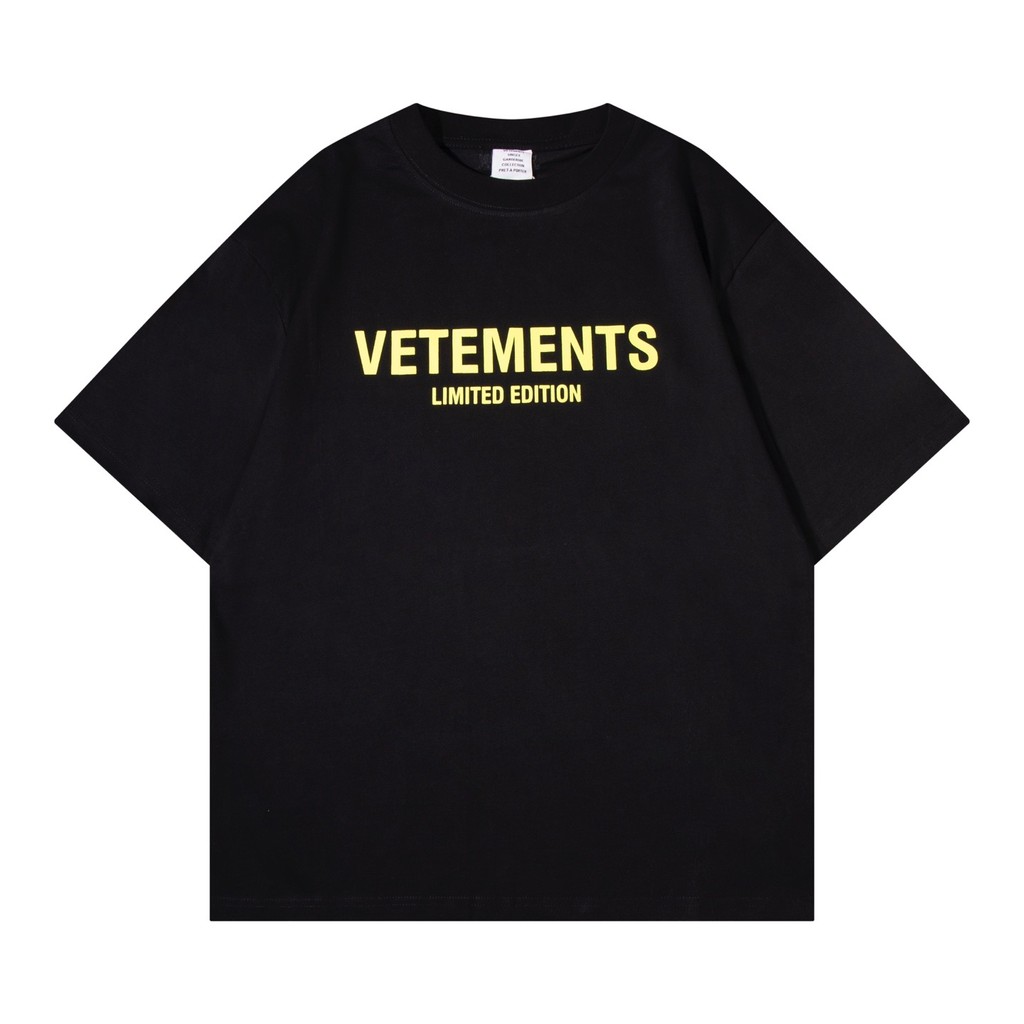 VTM Letter เสื้อยืดผ้าฝ้ายแท้สไตล์ใหม่พิมพ์รอบคอฤดูร้อนผู้ชายผู้หญิงหลวมคู่แขนสั้น