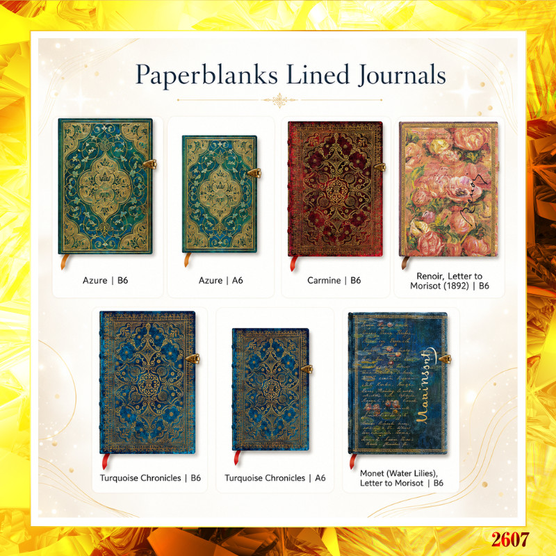 [Paperblanks] Lined Hardcover Journal Midi Mini B6 A6 Azure Carmine Turquoise Monet Renoir
