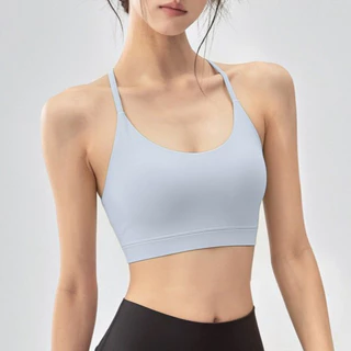 【Sportsangel】เสื้อชั้นในสปอร์ตบรา ทรงสามเหลี่ยม เซ็กซี่ สีนู้ด สําหรับเล่นโยคะ กีฬา