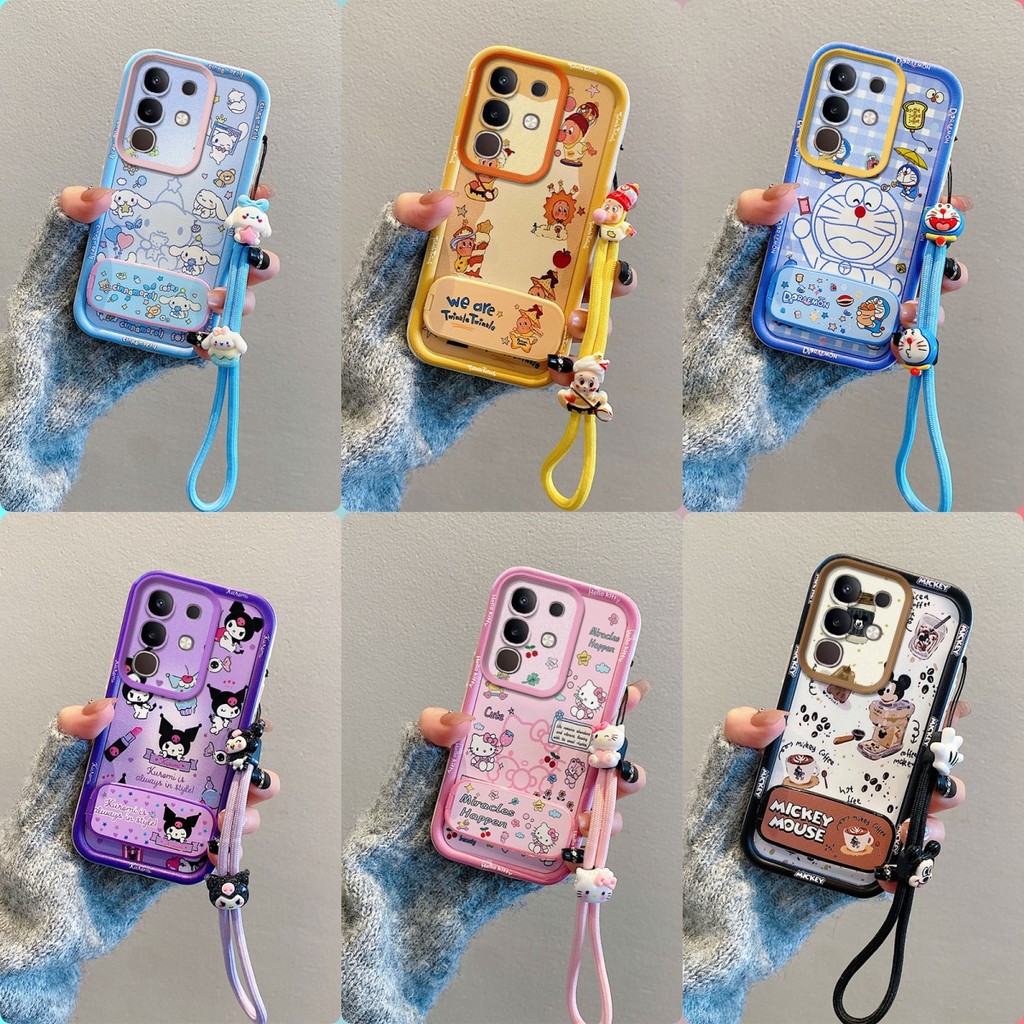 เคส Realme C85 C85 Pro กระจกลายการ์ตูนน่ารักพร้อมขาตั้งเคสโทรศัพท์