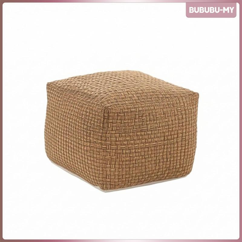 [BubuMY] พื้นทอ Ottoman Soft Cube Ottoman Upholstered สตูลวางเท้า Low-Height Seat Cube Cozy สําหรับห