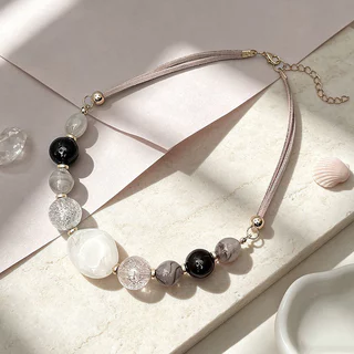 Elegant สีสันลูกปัด Bib สร้อยคอชาติพันธุ์ Boho ลูกปัดอะคริลิคเรขาคณิตสไตล์สร้อยคอสั้นหนัง Choker Chunky Choker สร้อยคอ