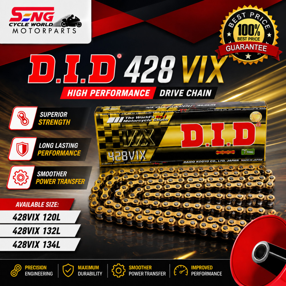 DID 428 VIX FB HEAVY DUTY CHAIN ( T- RING O " RING ) - สีทอง