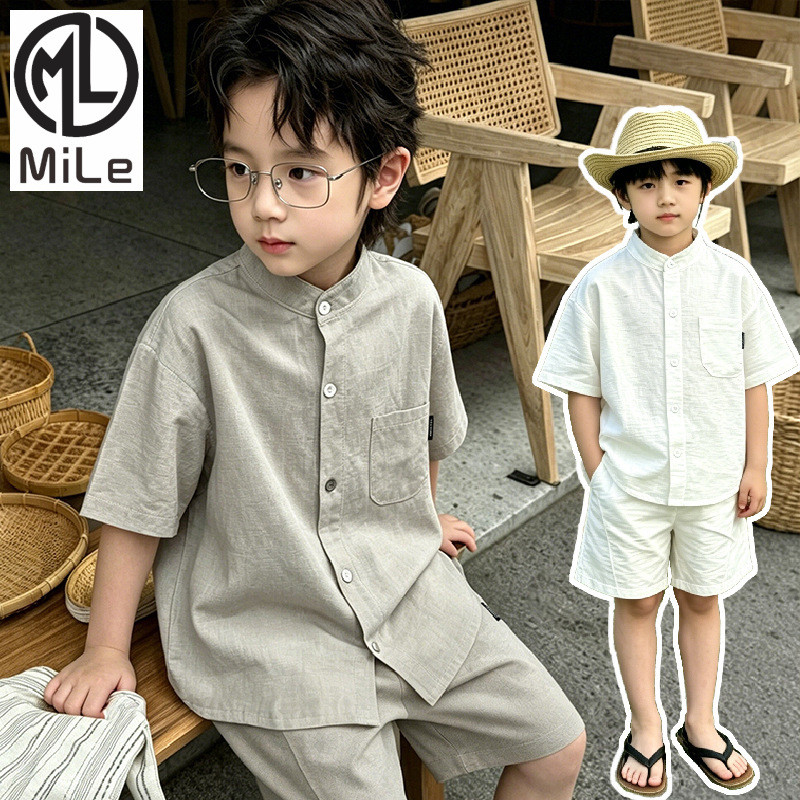 [ML] 80-170 ซม.เด็กฤดูร้อนแขนสั้นชุดแฟชั่นเสื้อลําลองกางเกงขาสั้นขนาดกลางขนาดใหญ่เด็กหลวมระบายอากาศได้