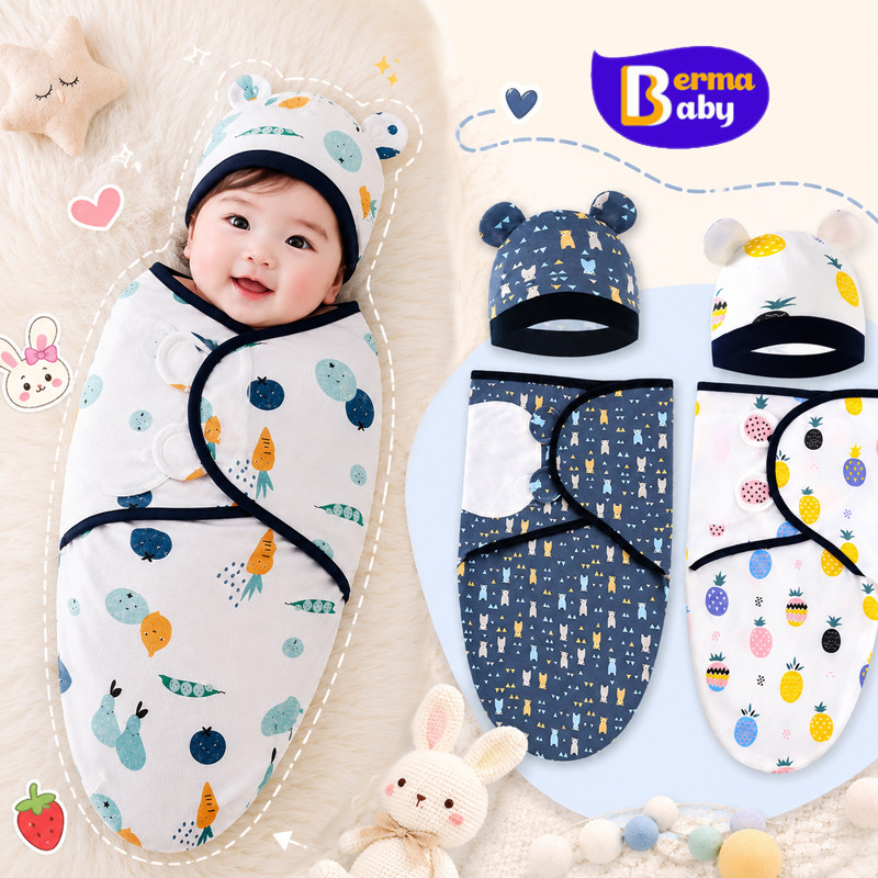 Berma Baby ผ้าห่อตัวเด็กสำเร็จรูป ผ้าฝ้าย 100% ผ้าห่มทารก ทารกแรกเกิด ทารกแรกเกิดผ้าห่อตัวสำเร็จรูป