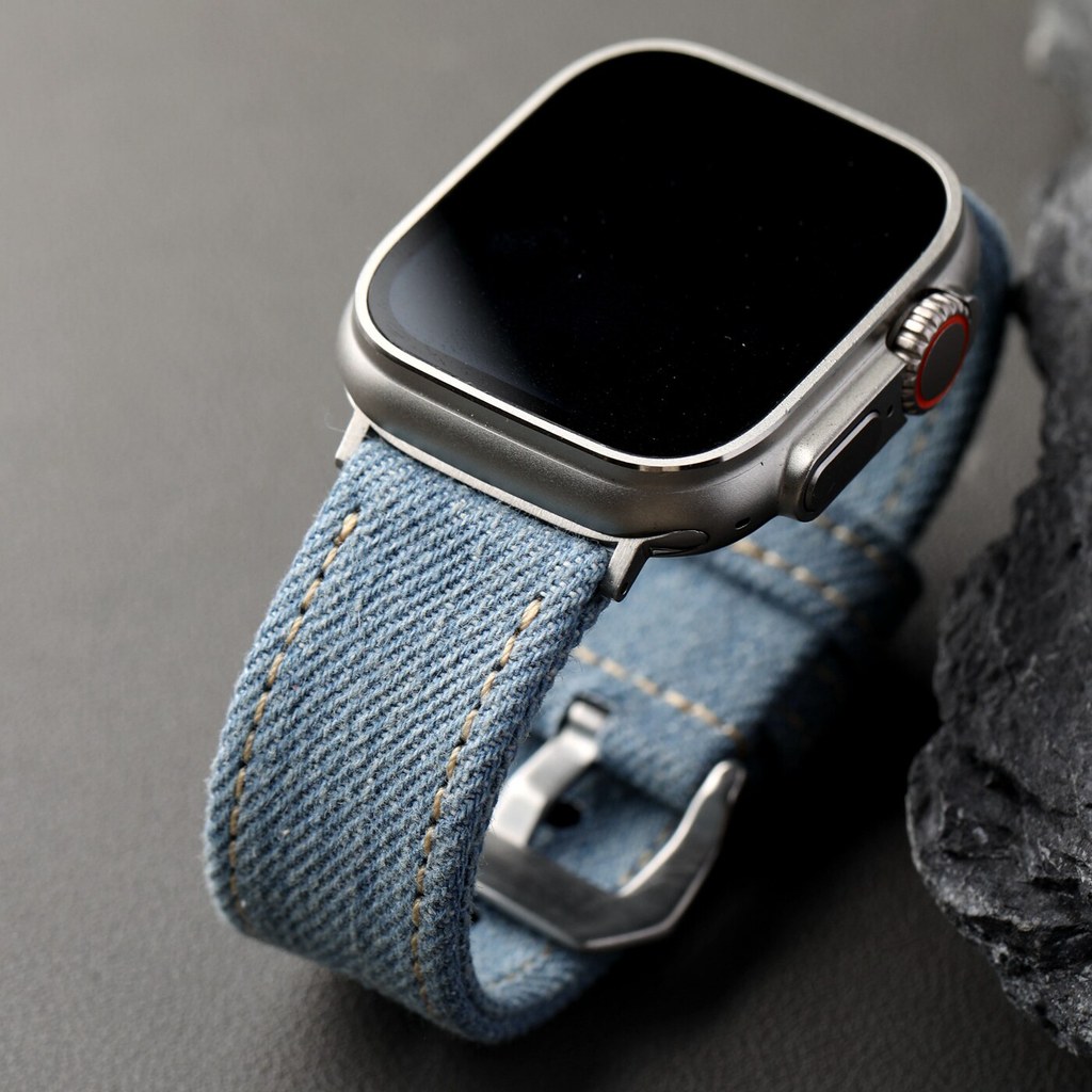 Japan Okama Denim Strap เหมาะสําหรับ Apple watch 49MM 46MM 45MM 44MM กันน้ําชาย
