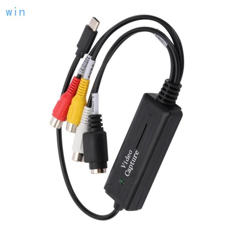 Win USB2 0 การ์ดจับภาพวิดีโอตัวแปลงวิดีโอ S อะแดปเตอร์จับภาพวิดีโอเป็น USB Type C