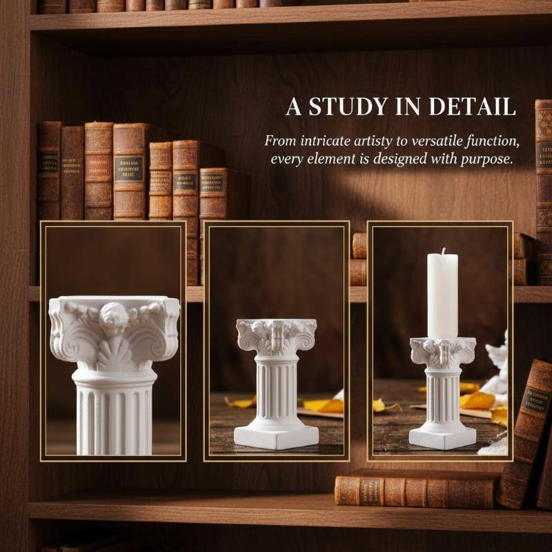 Onetiminggreat เสาโรมันคอลัมน์กรีกประติมากรรม Candlesti ขาตั้งเรซิ่นแท่นรูปปั้นสําหรับห้องนั่งเล่นห้