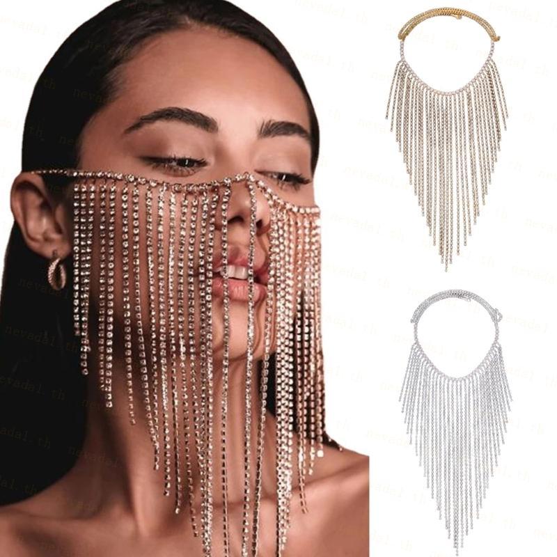 ʚɞ Ne ʚɞ Vintage Face Chain Blingbling Chain เจ้าสาว Headpiece Glistening Crystal