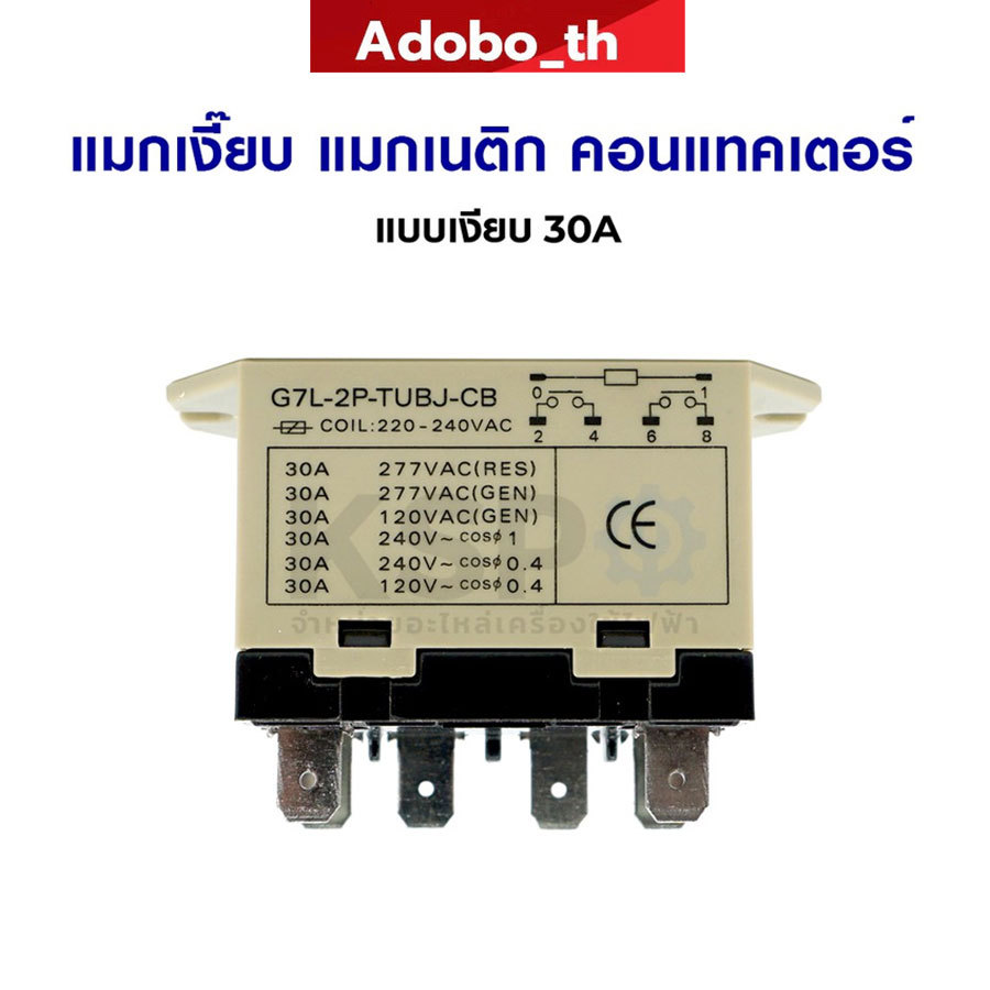 แมกเงียบ แมกเนติก คอนแทคเตอร์ แบบเงียบ 30A 2 POLE 6 ขา รุ่น G7L-2P-TUBJ-CB อะไหล่แอร์