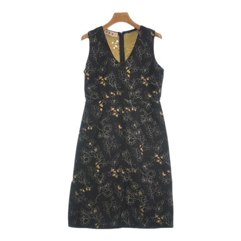 MARNI Dress Gold Beige Black Women All-over print Direct from Japan Secondhand