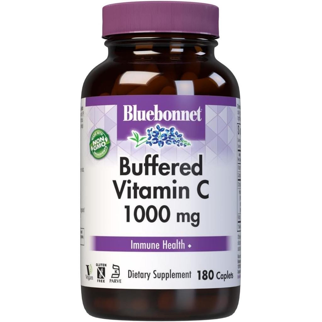 Bluebonnet Nutrition Buffered C1000 mg Caplets Buffered Calcium Ascorbate for Immune Health Soy Glut