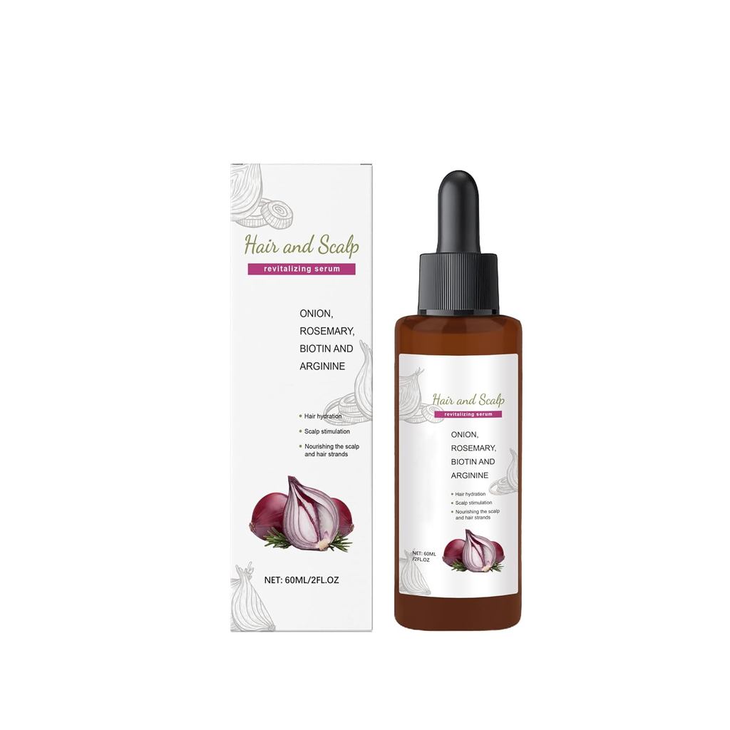 Onion & Rosemary Hair & Scalp Serum – with Biotin & Argiine, Lightweight Leave-In Treatment to Suppo