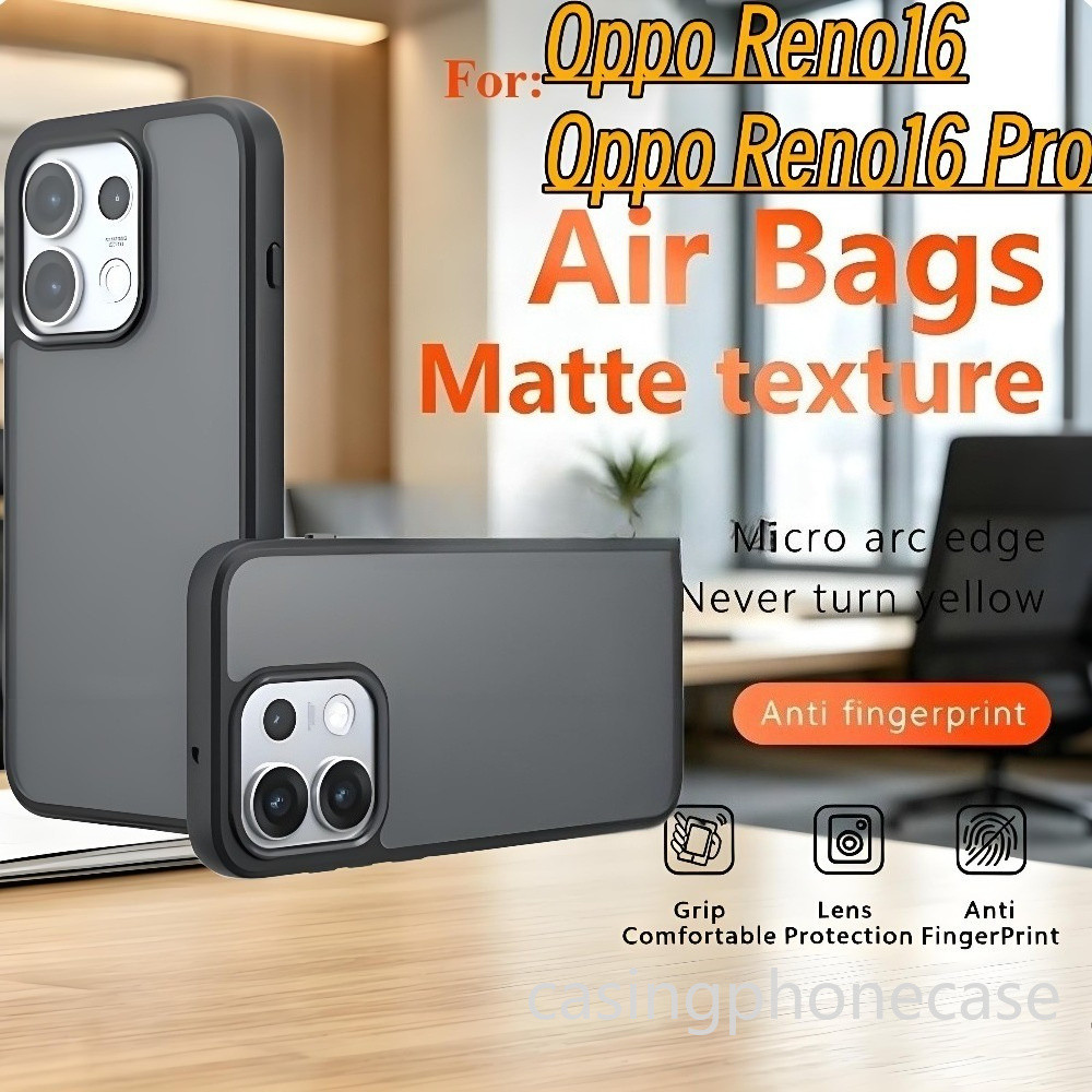 เคสโทรศัพท์สําหรับ OPPO Reno 16 15 14 Pro 16F 15F 14F Reno16 Reno15 Reno14 5G 2026 PC + TPU กันกระแทก Matte Anti-Slip โปร่งใส Hard Scratch ทนทานป้องกันปกหลัง