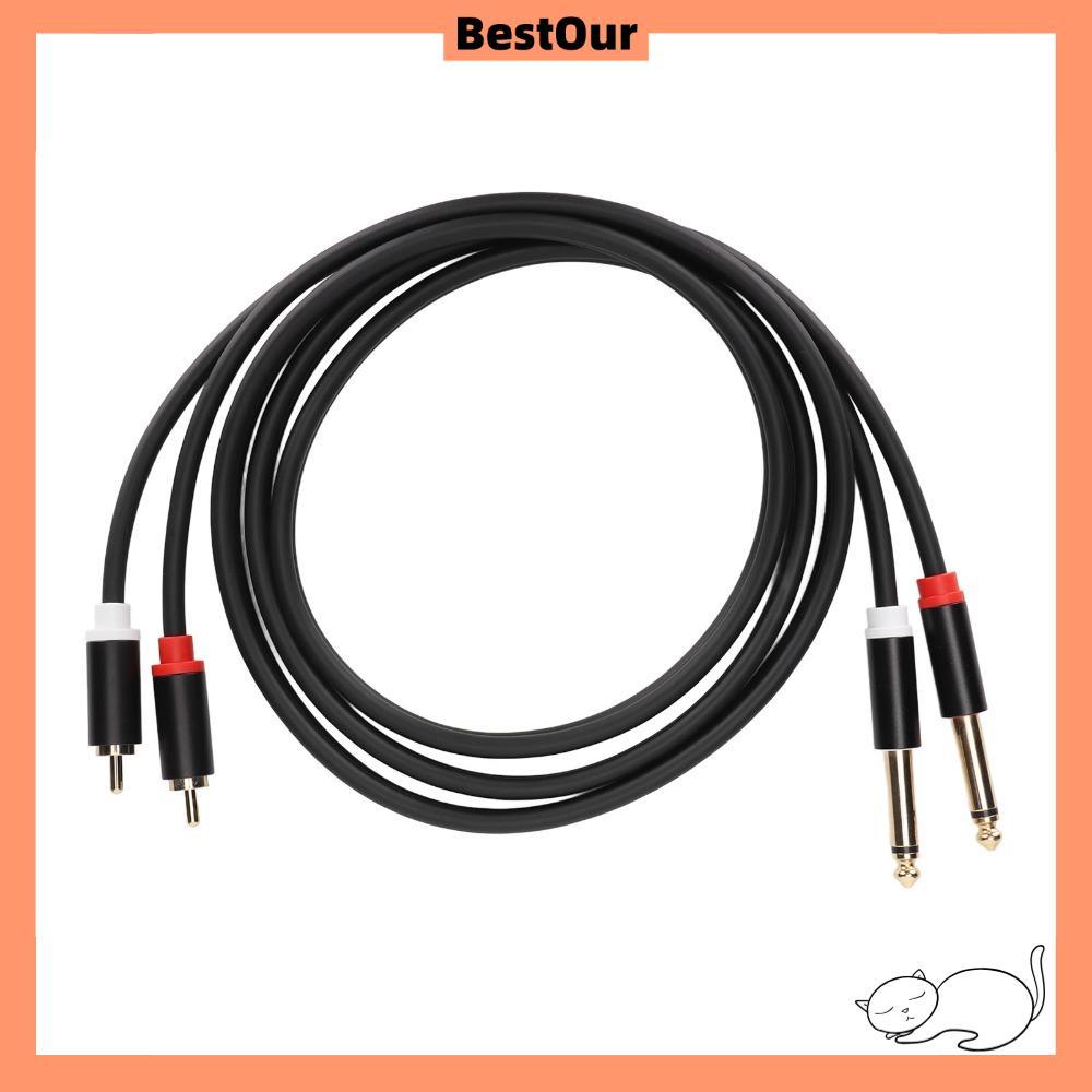 BESTOUR Dual 1/4 TS to Dual RCA Cable, Gold Plated 1.5m / 4.9ft 6.35mm 2 พอร์ต RCA ถึง 2 TS Port Cab