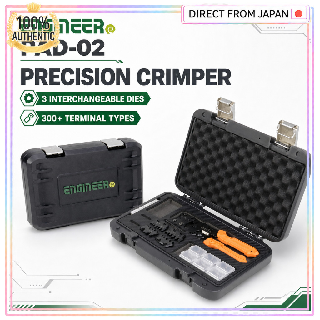 ENGINEER PAD-02 Precision Crimping Pliers Interchangeable 3-Die Set for Open-Barrel Terminals