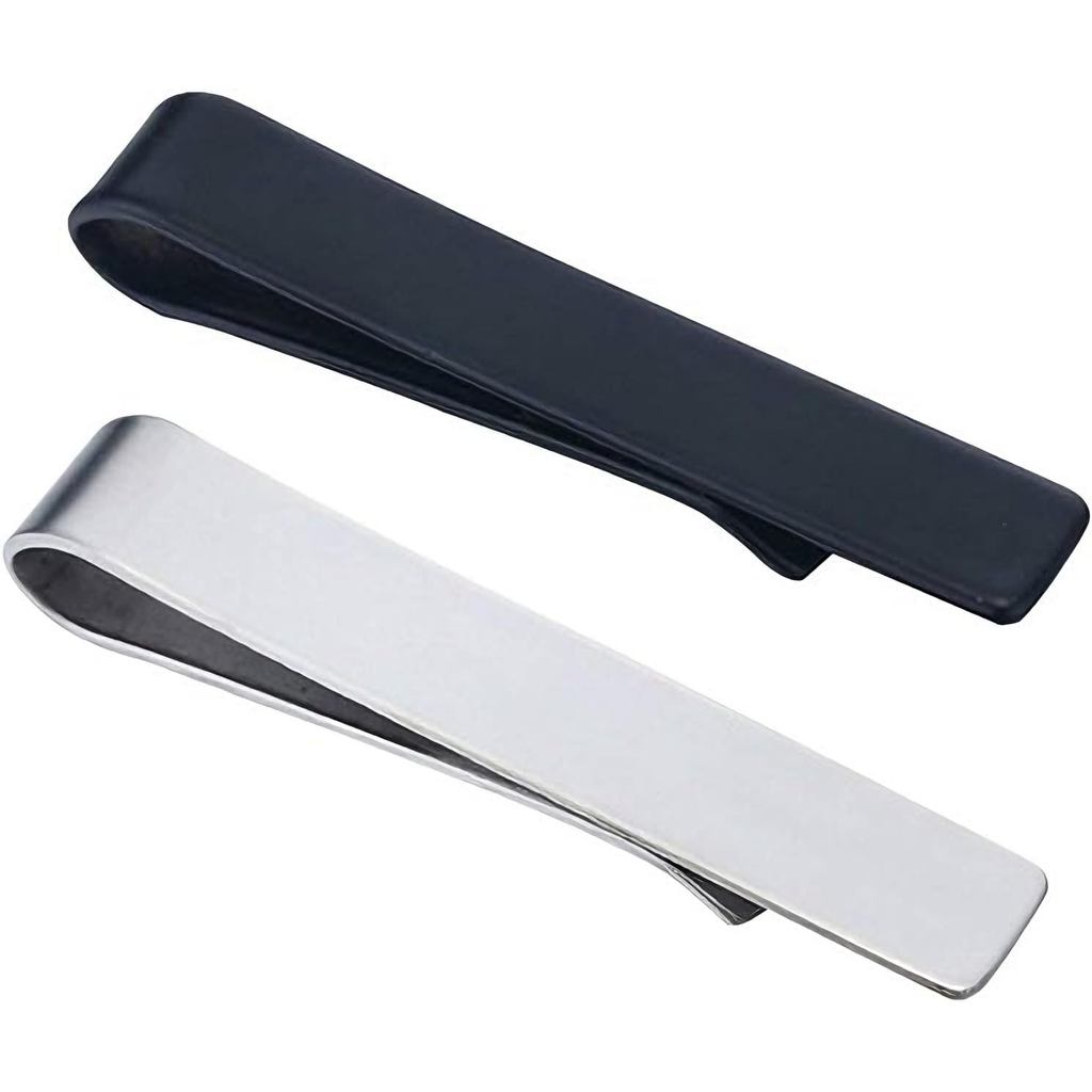 RABBITO 1-9/10-Inch Skinny Tie Bar Clip - Silver,Black