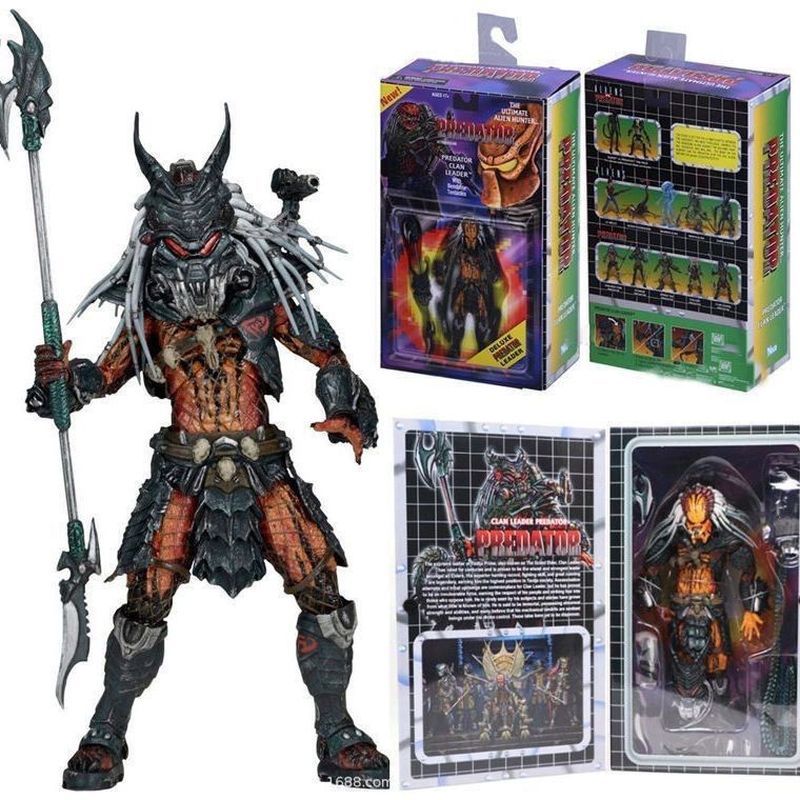 【พร้อมส่ง】predator figure model neca 铁血战士 手办 人偶 feral ฟิกเกอร์ Ultimate Elder Predator mask scar mod