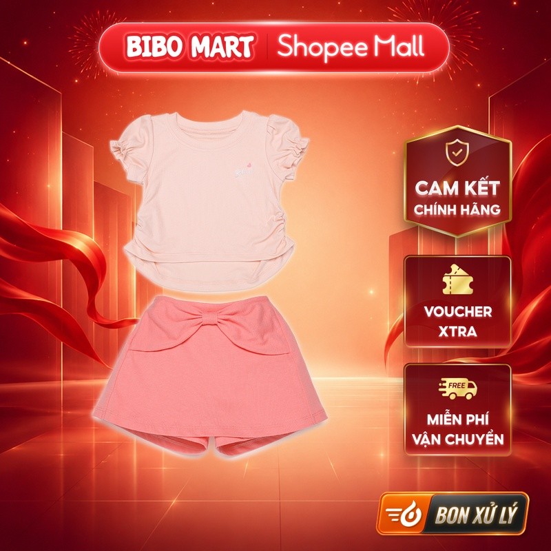 ชุดเสื้อและกางเกงเด็กผู้หญิง Bibos LV260 Bamboo Cute Soft Pink 9M - 4Y - Bibo Mart