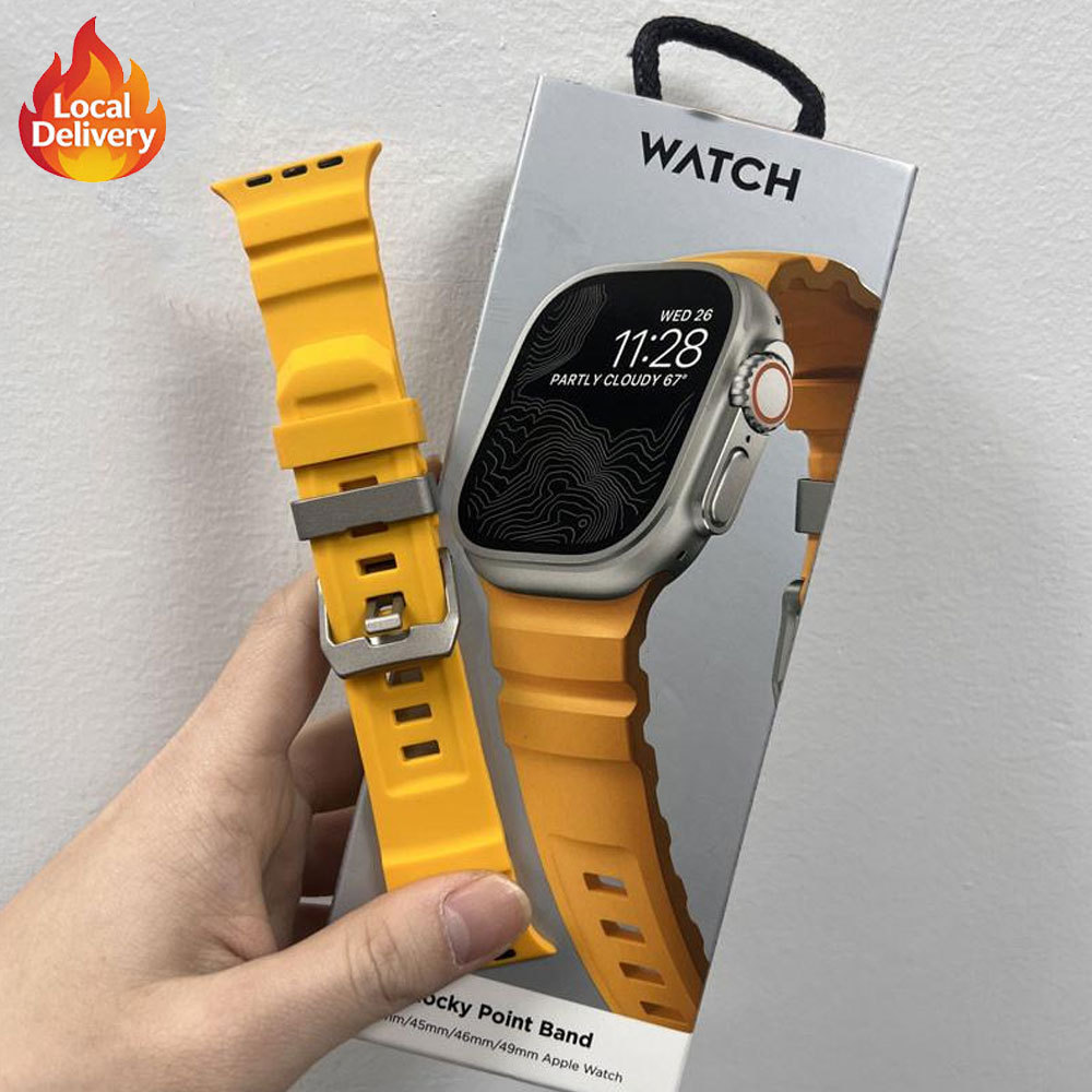 [ส่งไว] สายรัดกีฬาโลหะไทเทเนียมซิลิโคนสำหรับ Apple Watch iWatch Ultra 2 49mm-38mm สำหรับ S11 10 SE Series 9-1