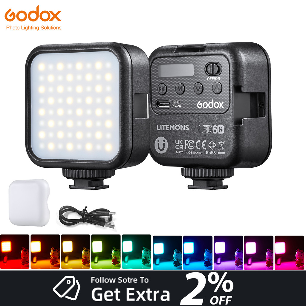 GODOX LED6R LED6Bi RGB/Bi-color LITEMONS ไฟวิดีโอ LED แบตเตอรี่ในตัว