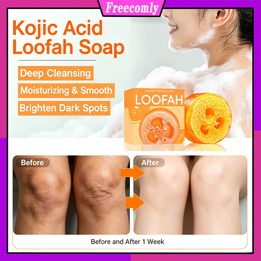 Kojic Acid Loofah Soap Deep Cleanser Exfoliating Moisturizing Brightening skin Body Soap สําหรับผิวห