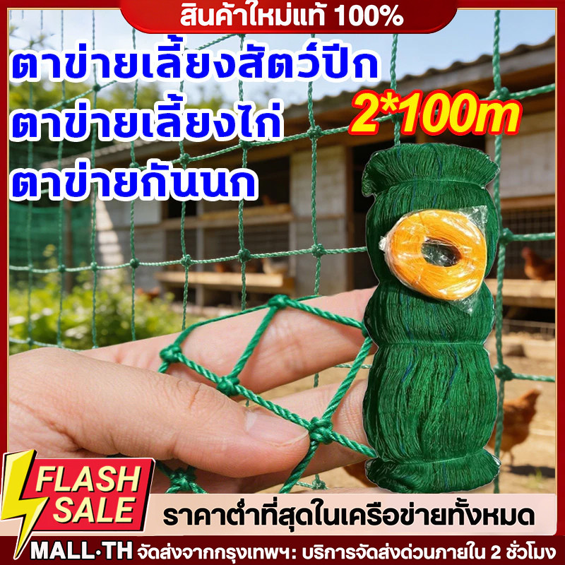 COD ตาข่ายล้อมไก่ ตาข่ายกันนก 2*100M อวนล้อมไก่ ตาข่ายดักนก ตาข่ายปลูกผัก เลี้ยงไก่ กันงู กันนก กันสุนัข ตาข่ายอเนกประสง