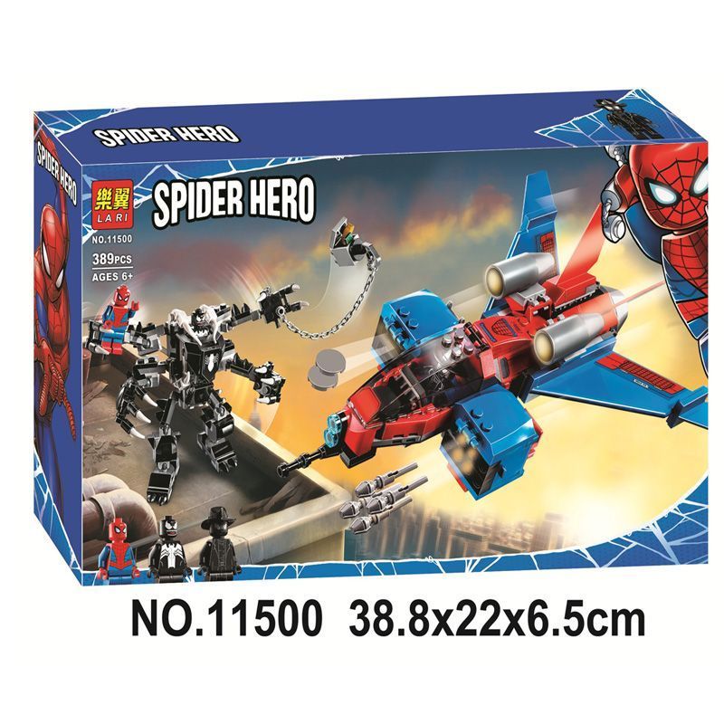 ใช้งานร่วมกับซูเปอร์ฮีโร่ 76150 Spiderman Jet vs Venom Mecha ประกอบอาคารบล็อก 11500