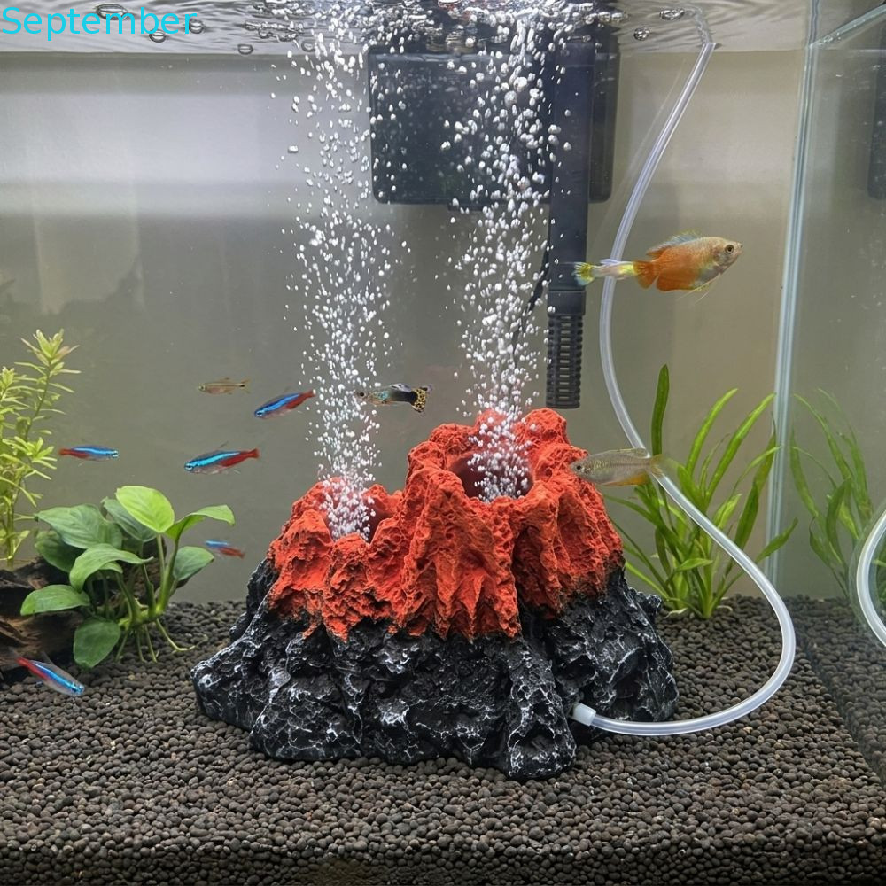 SPEPEMBER Volcano ปั๊มออกซิเจนตกแต่ง,เรซิ่นจําลอง Aquarium Volcano เครื่องประดับ,สร้างสรรค์ธรรมชาติส