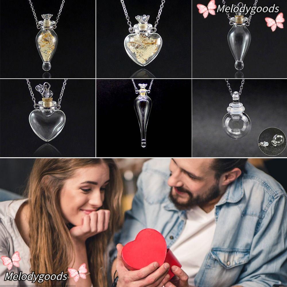 MELODG Perfume Vial Necklace Crown Cap Goldleaf Openable Transparent Memorial Jewellery