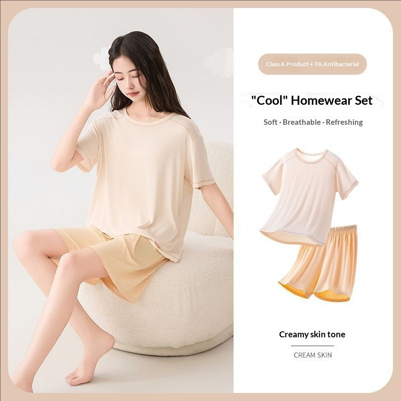 MeTozone Mens Sleeping Clothes Ice Silk Modal Homewear Suit