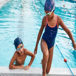 Decathlon Mesh Swim Cap - Printed Fabric - Size S หมวกว่ายน้ำผ้าตาข่ายพิมพ์ลาย ขนาด S - Turquoise