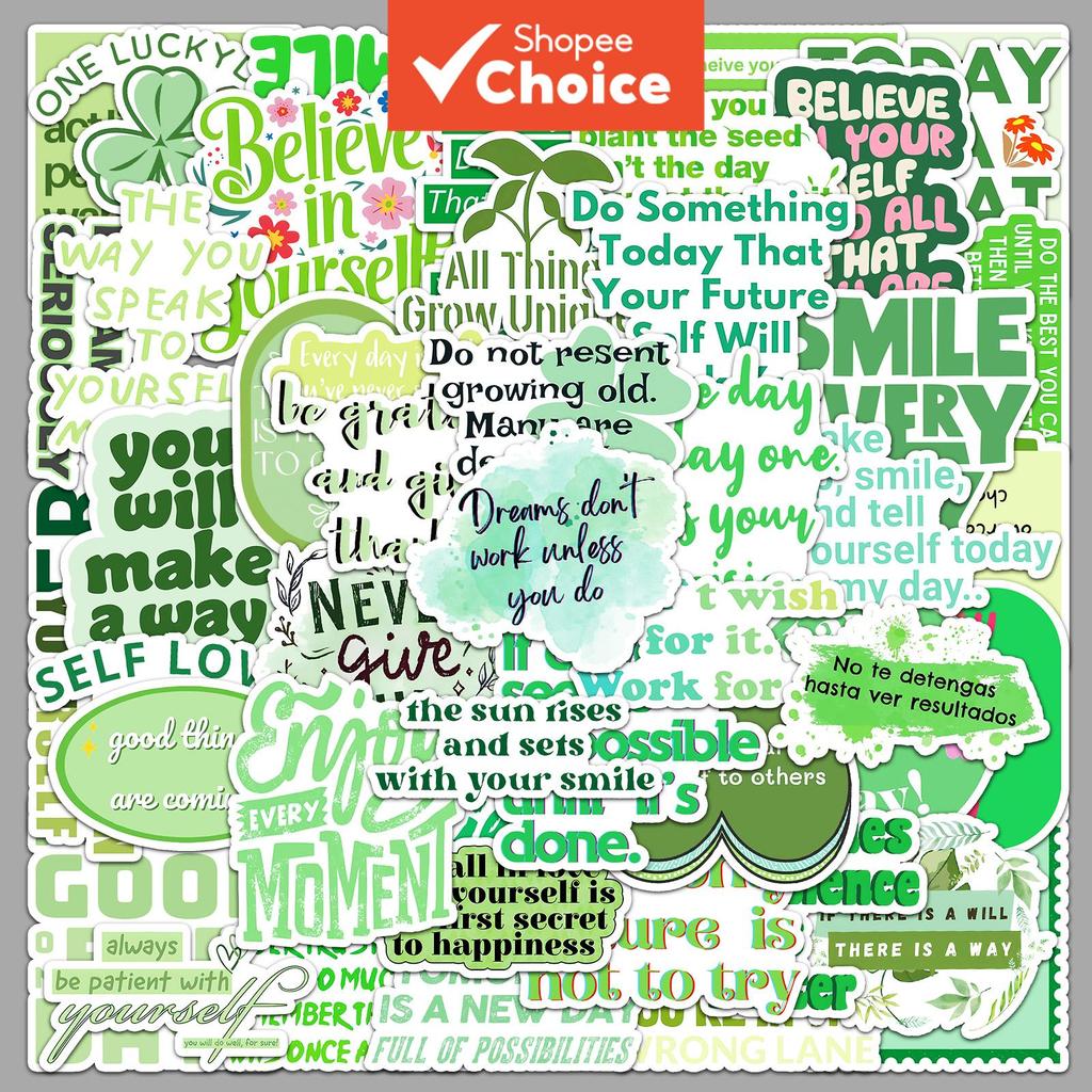 สีเขียวสไตล์ Positive Affirmation สติกเกอร์สร้างแรงบันดาลใจคําคม Decals สําหรับ Journal แล็ปท็อป