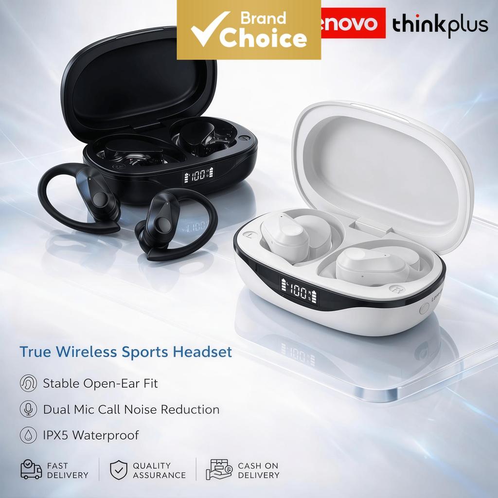 Lenovo LP75 หูฟังหูฟังบลูทูธกันน้ําหูฟังกีฬาชุดหูฟังเสียงไฮไฟ ENC เสียง Cancelling หูฟัง LED สบาย