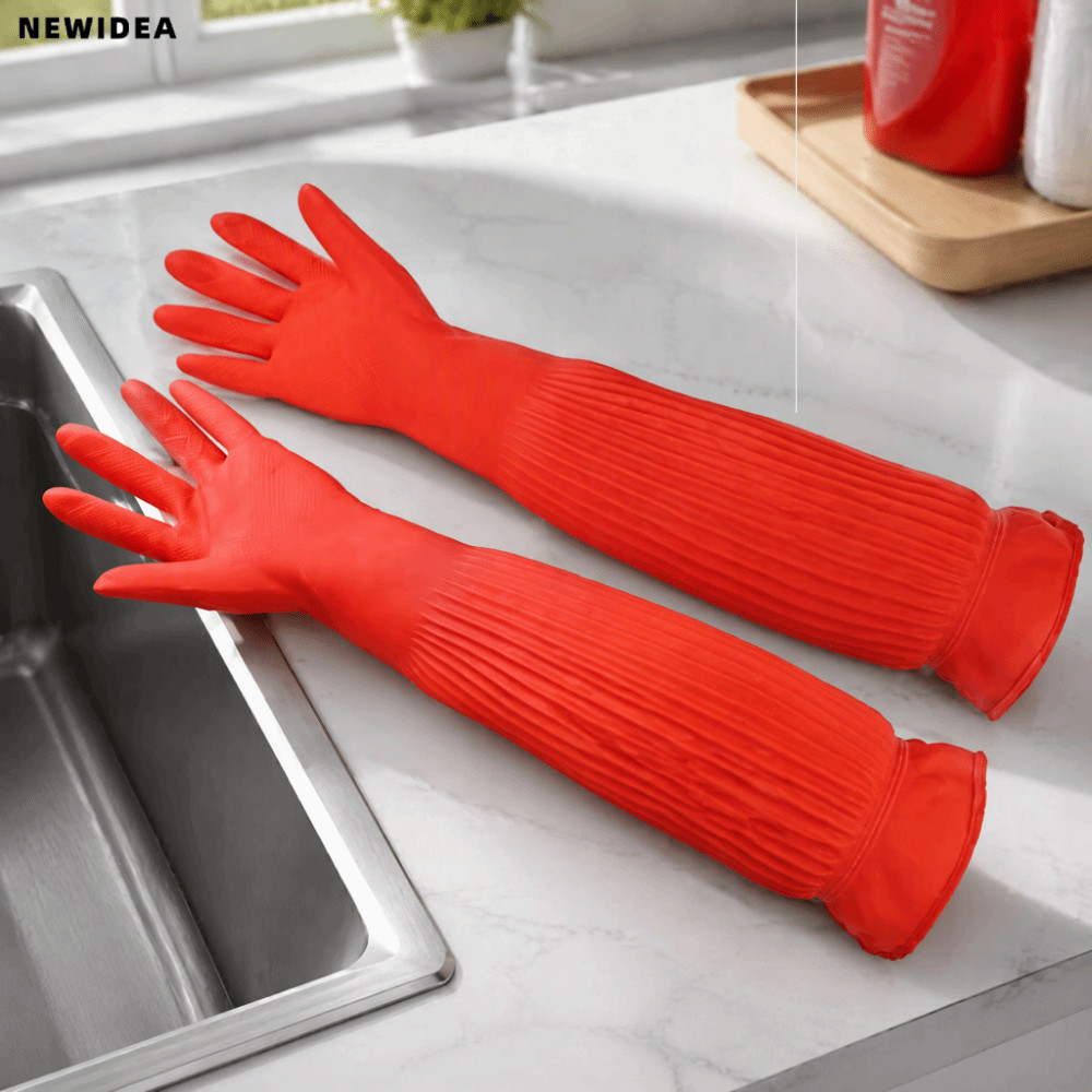 NEWIDEA 1 คู่ Latex Gauntlets, Latex 56 ซม.ขยายแขนป้องกัน,โครงสร้างกันน้ํา Skin-Fit Ergonomic Shape 