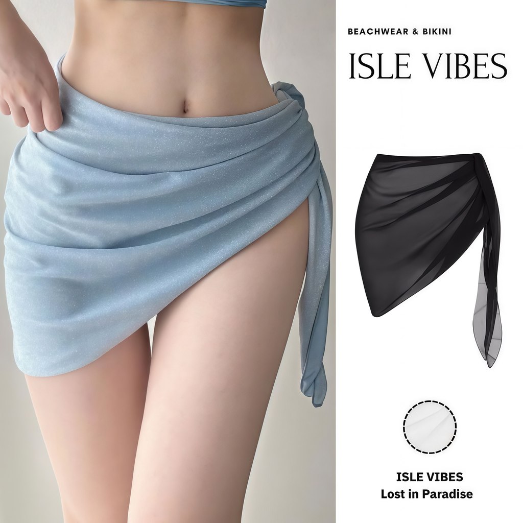 ISLE VIBES ผ้าผูกเอวคลุมชุดว่ายน้ำ ผ้าชีฟอง 🌤️ มีไซส์ M-XL | น้ำหนัก 40-65 กก. Y030