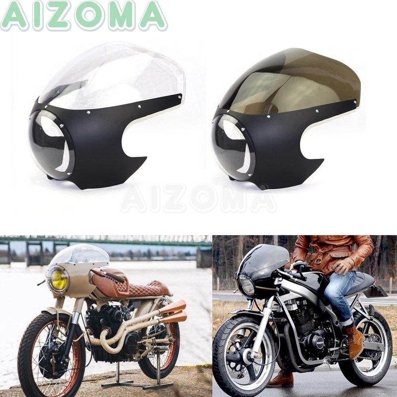 UrbanBloom Matte Black 5.75 & 39;& 39; ไฟหน้า Fairing Retro Cafe Racer Custom Windshield สําหรับ Har