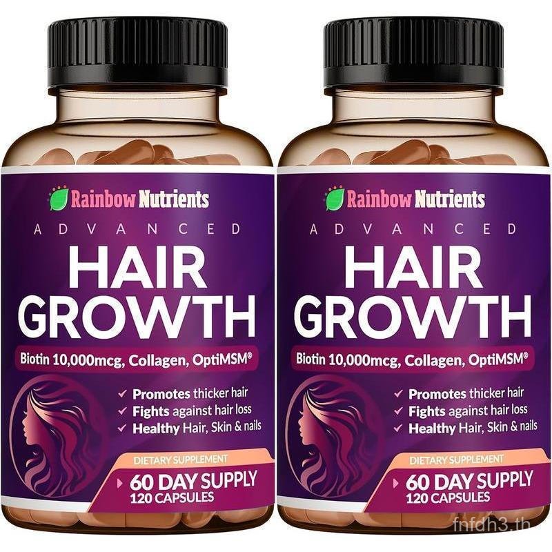 24 ใน 1 พรีเมี่ยม แฮร์ โกรท วิตามิน 2 ชิ้น แพ็ค | Biotin 10,000mcg, คอลลาเจน, Patented OptiM, goMCT,