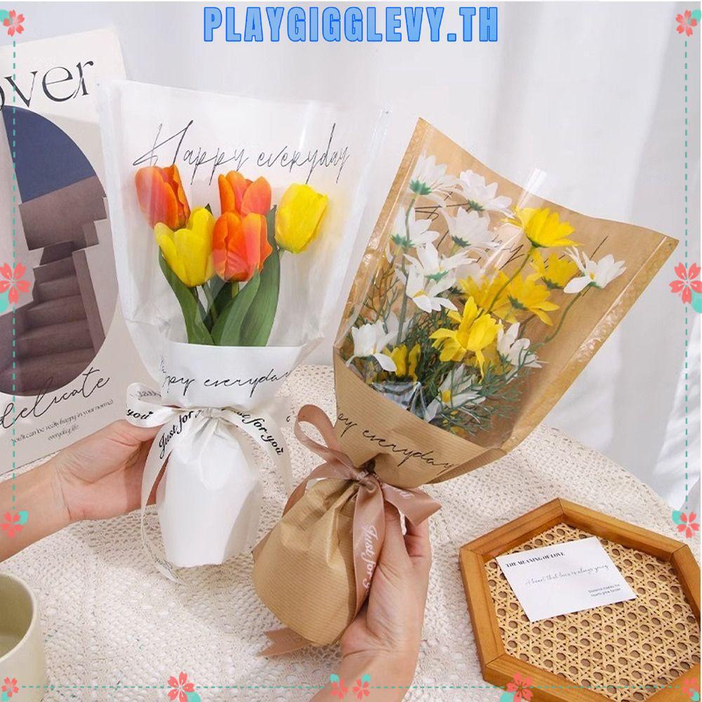 PLAYGIGGLEVY 20/30PCS Rose Packing Sleeve Bag, Single Rose Plastic Bouquet Packing Bag, Big Capacity