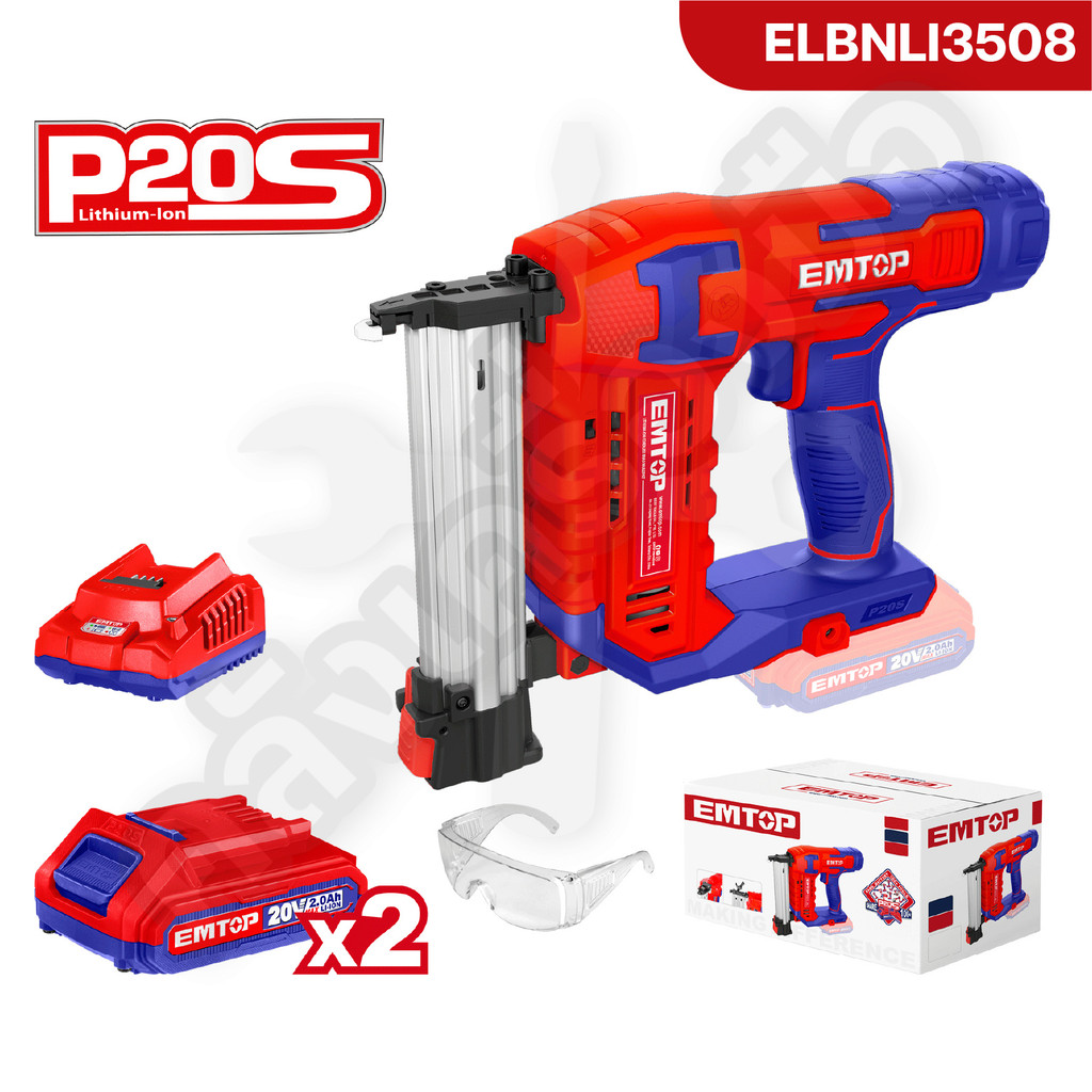 EMTOP เครื่องยิงตะปู ยิงแม็ก ขาเดี่ยว ไร้สาย แบตเตอรี่ 20v รุ่น ELBNLI3508