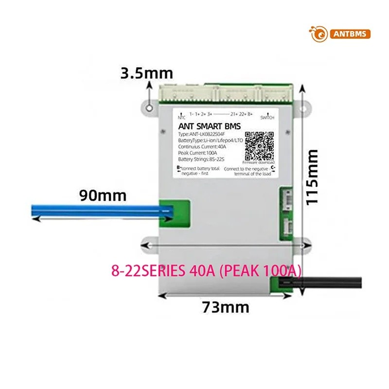 F7RD ขายร้อนของแท้ ANT Smart BMS 8-22S 40A-220A ตัวเลือกแหล่งจ่ายไฟ PCB พร้อมการป้องกันแบตเตอรี่