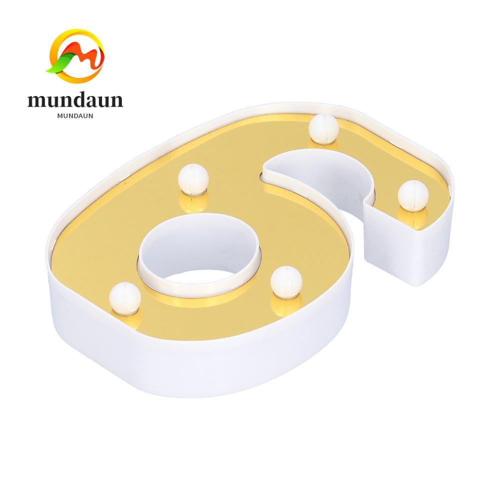 โคมไฟป้าย MUNDAUN, Number 6 Warm White Light ไฟ LED Number, Elegant Gold 6 LED Battery Powered Light