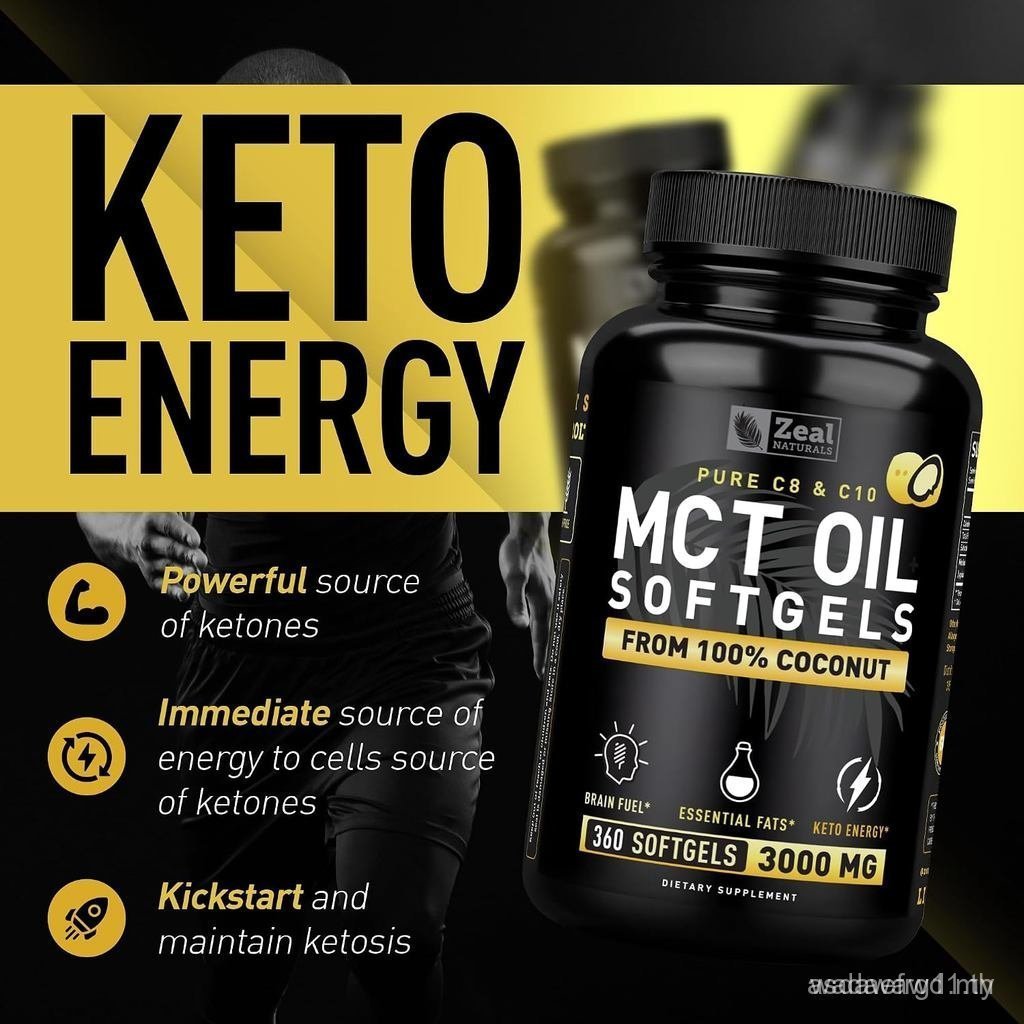 Zeal s Pure MCT Capsules - 3000 มก., 360 ซอฟท์เจล |C10, C8 MCT มะพร้าวไม่ละเอียด |  & เชื้อเพลิง  | 